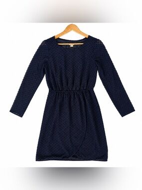 J. Crew Women’s Navy Blue Polka Dot Long Sleeve Dress, Size 0